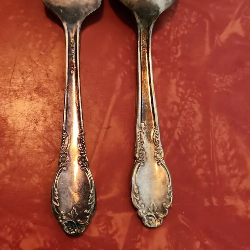 Vintage Oneida Toddler Metal Fork and Spoon Set